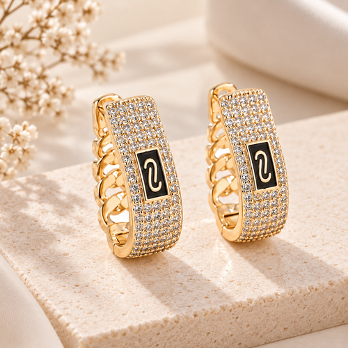 AMALA AUREA — Crystal Chain Hoops
