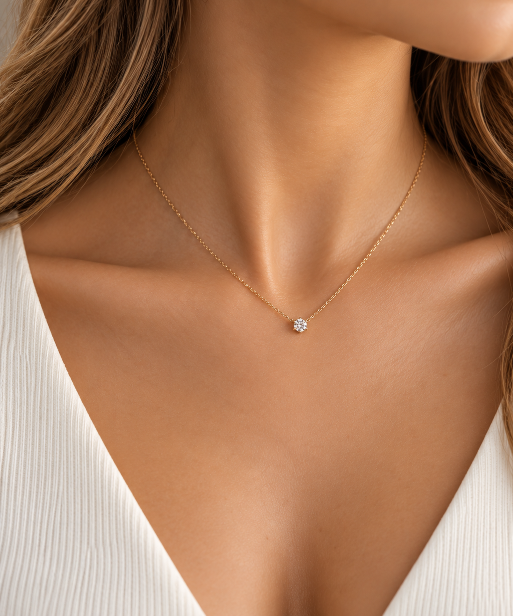 AMALA Éclat Solitaire Necklace Gold and Silver