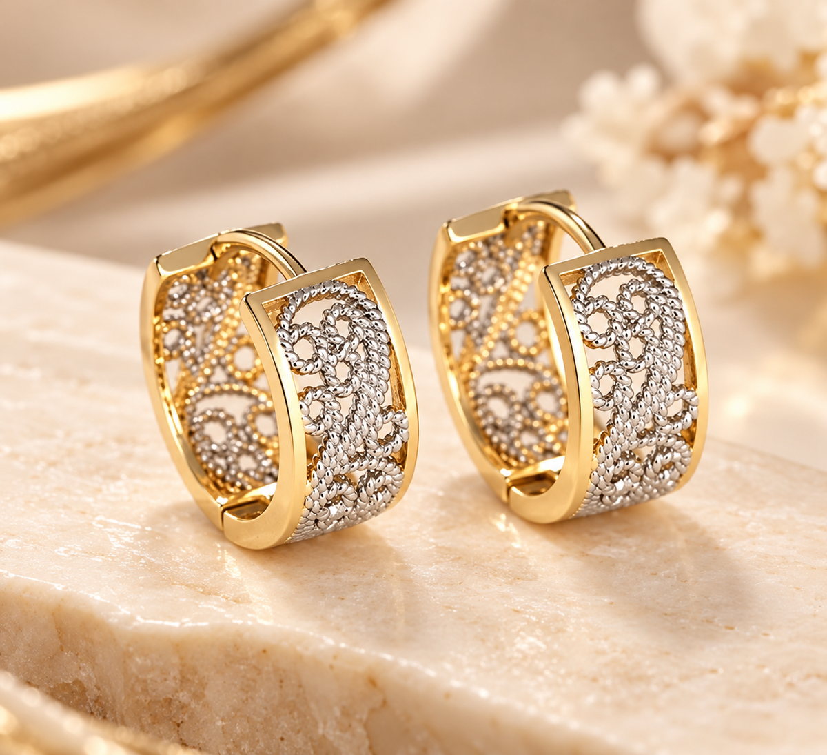 Duo Elegance Huggie Earrings