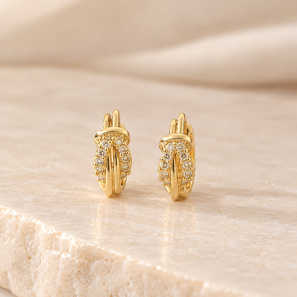AMALA Éclat Knot Hoops – Gold Finish
