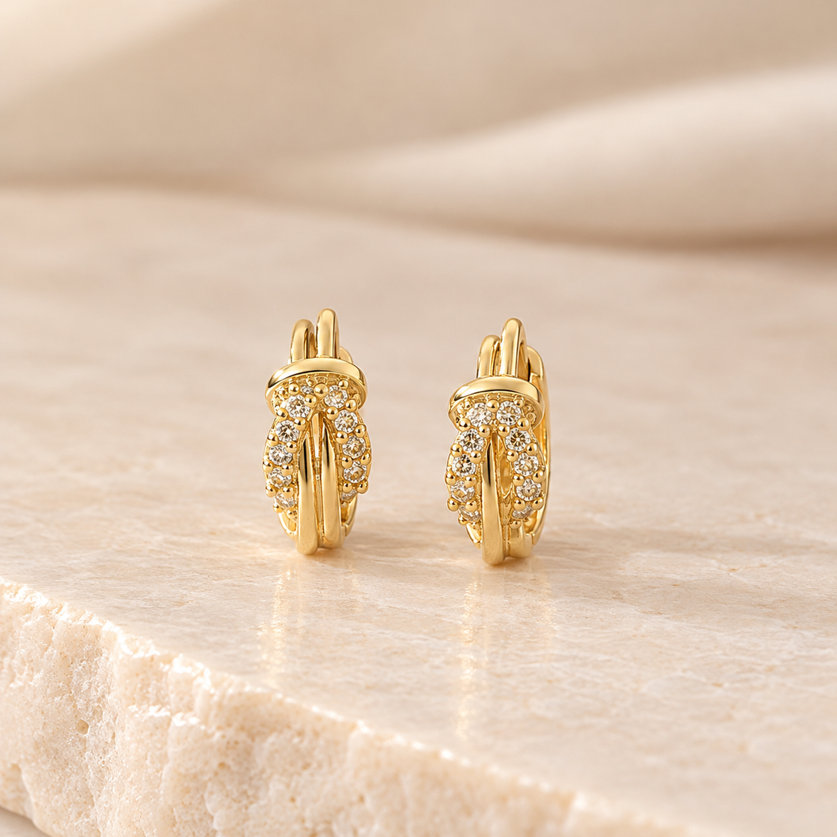 AMALA Éclat Knot Hoops – Gold Finish