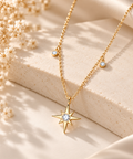 North Star Moissanite Necklace in Gold and Silver