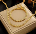 Set Cadena y Pulsera Trenzada Dorada